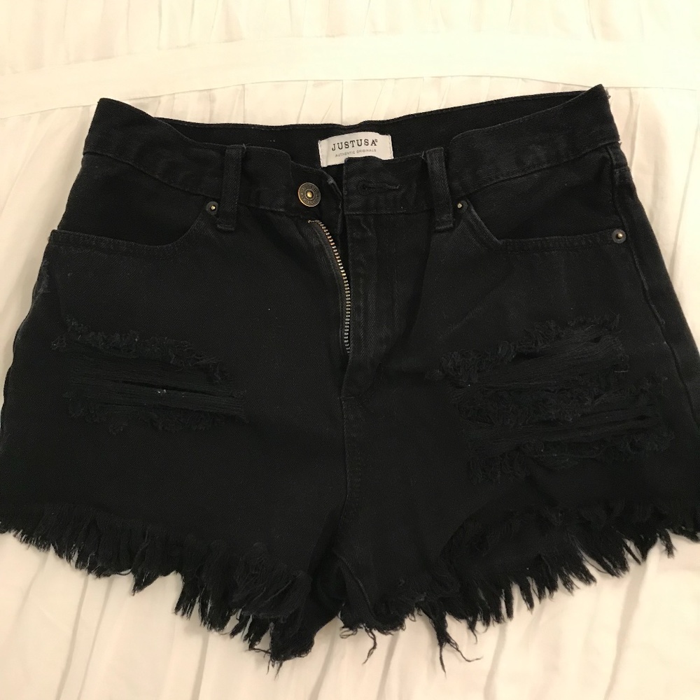 Black Denim Shorts